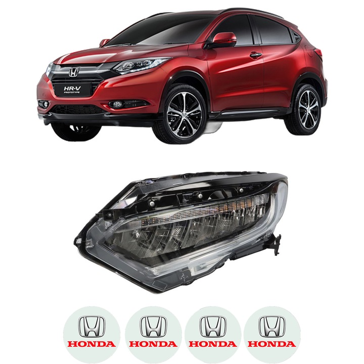 Far Stanga Fata HONDA HR-V (RU) din 2014-2019, Auto, DEPO, 4x Stickere auto cu HONDA