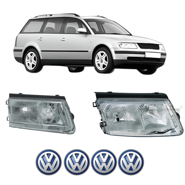 Set Faruri Stanga Dreapta Fata Volkswagen PASSAT B5 Variant (3B5) din 1997-2000, Auto, TYC, 4x Stickere auto cu Volkswagen