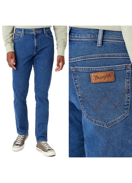Blugi barbatesti Wrangler Texas Slim W30 L34, albastru, ajustati, elastici