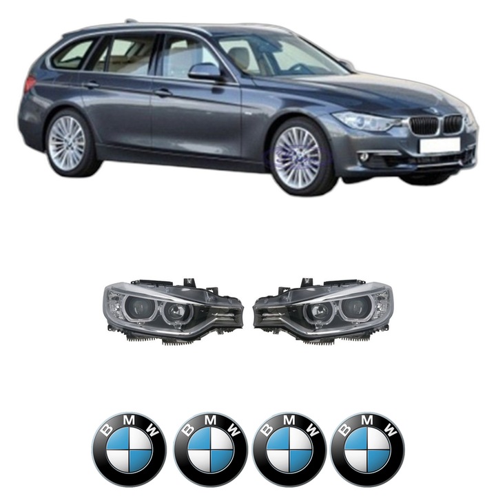 Far Dreapta / Stanga Fata Bmw Seria 3 Touring (F31) din 2012-2019, Auto, DEPO, 4x Stickere auto cu BMW