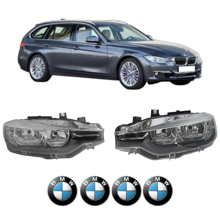 Set Faruri Stanga Dreapta Fata BMW Seria 3 Touring (F31) din 2012-2019, Auto, DEPO, 4x Stickere auto cu BMW