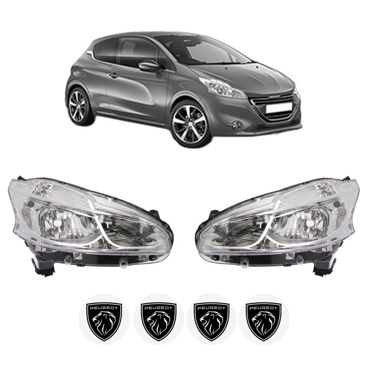 Set Faruri Stanga Dreapta Fata PEUGEOT 208 I (CA_, CC_) din 2012-2019, Auto, TYC, 4x Stickere auto cu PEUGEOT