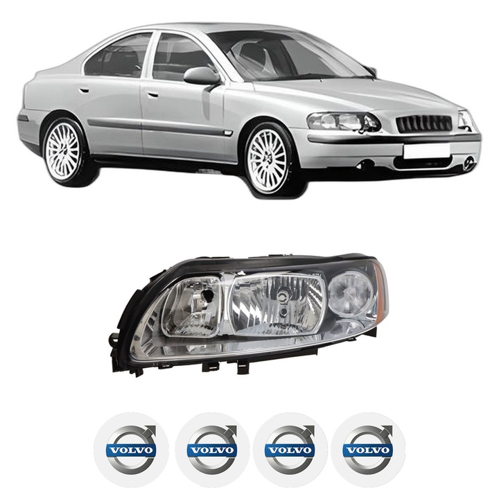 Far Stanga Fata VOLVO S60 I (384) din 2000-2010, Auto, TYC, 4x Stickere auto cu VOLVO