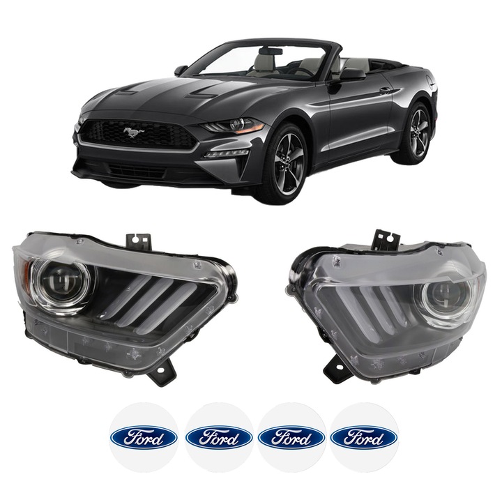 Set Faruri Stanga Dreapta Fata FORD USA MUSTANG Convertible din 2005-2023, Auto, TYC, 4x Stickere auto cu FORD USA