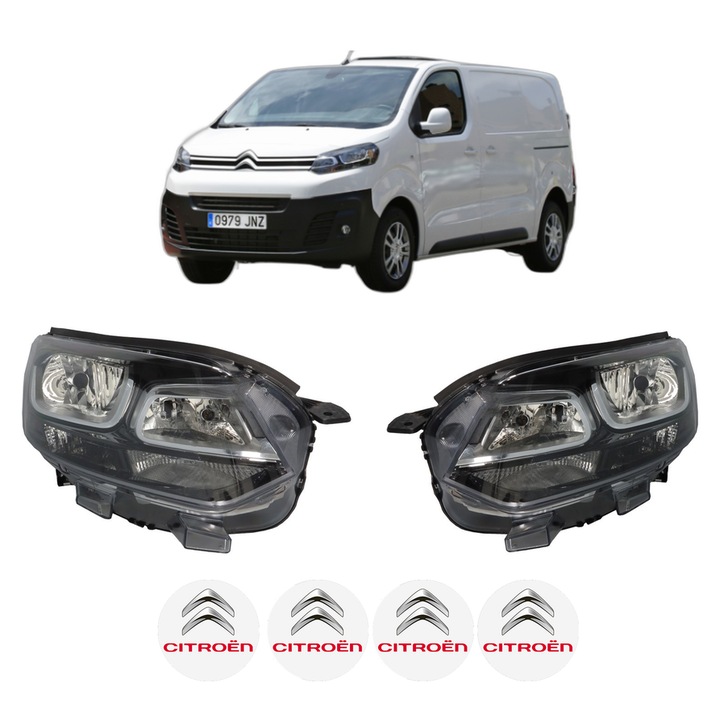 Set Faruri Stanga Dreapta Fata CITROEN JUMPY III Van (V_) din 2016-2023, Auto, DEPO, 4x Stickere auto cu CITROEN