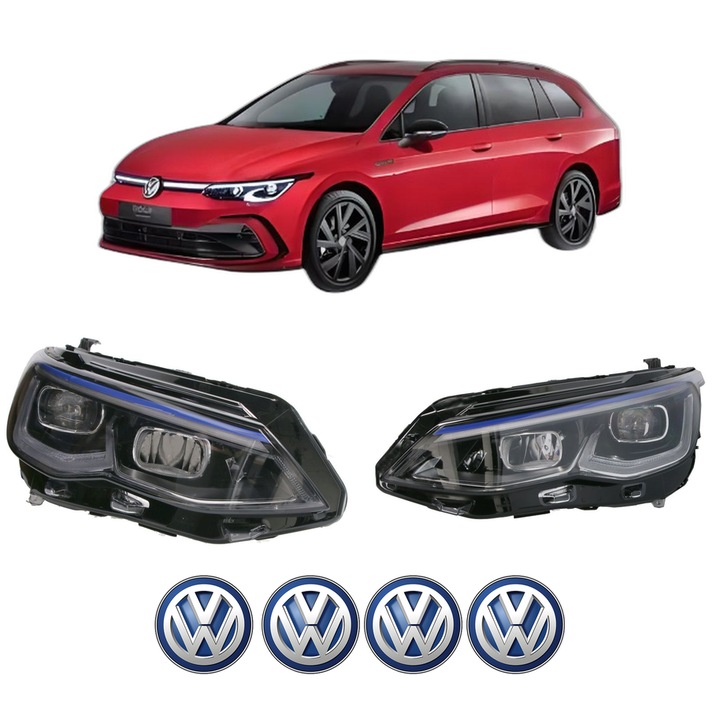 Set Faruri Stanga Dreapta Fata Volkswagen GOLF VIII Variant (CG5, DB5) din 2020-2024, Auto, TYC, 4x Stickere auto cu Volkswagen