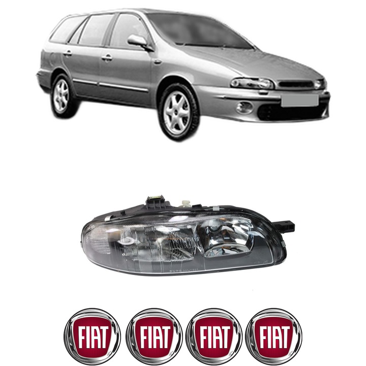 Far Dreapta Fata FIAT MAREA Weekend (185_) din 1996-2003, Auto, DEPO, 4x Stickere auto cu FIAT