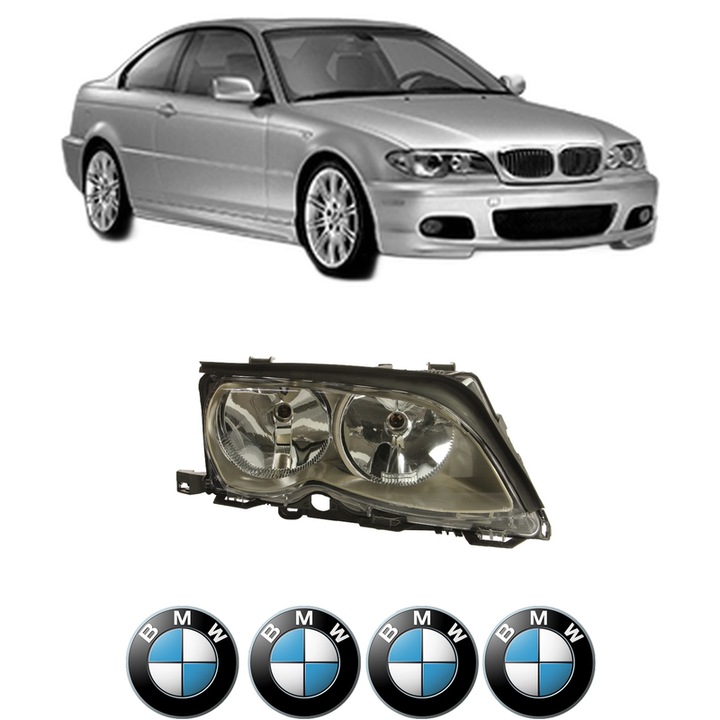 Far Dreapta Fata Bmw Seria 3 Coupe (E46) din 1998-2006, Auto, DEPO, 4x Stickere auto cu BMW