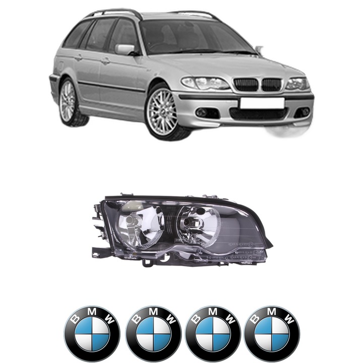 Far Dreapta Fata Bmw Seria 3 Touring (E46) din 1999-2005, Auto, DEPO, 4x Stickere auto cu BMW