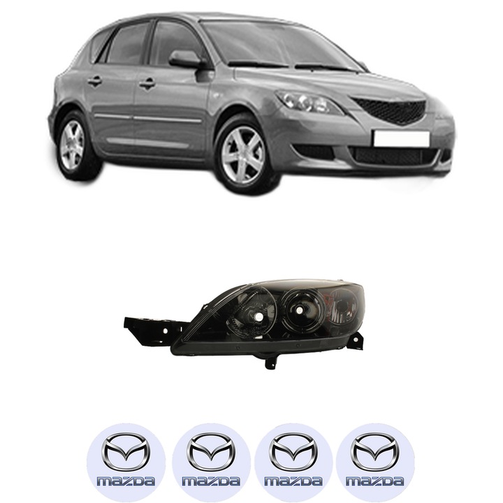 Far Stanga Fata MAZDA 3 (BK) din 2003-2009, Auto, TYC, 4x Stickere auto cu MAZDA