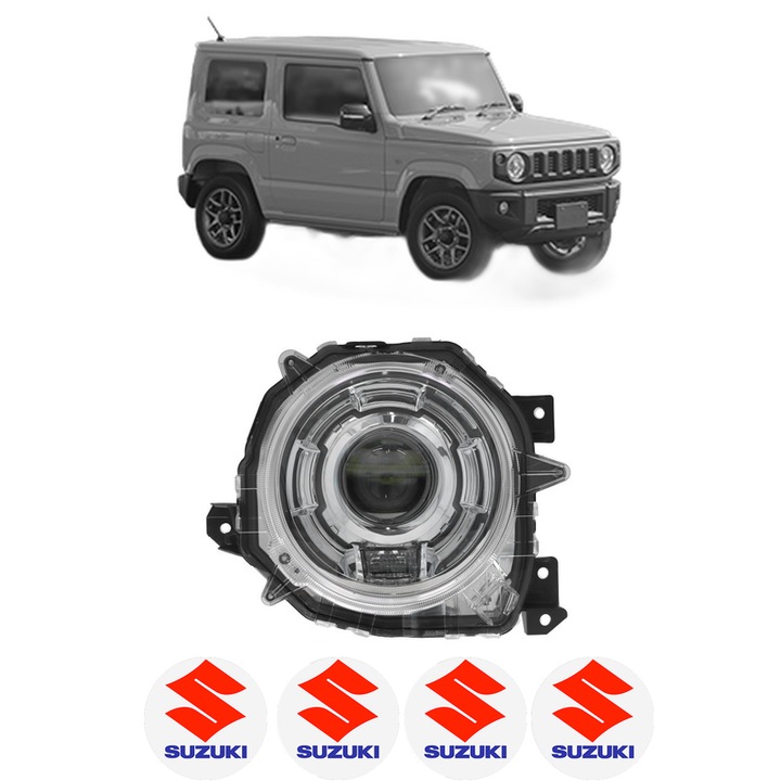 Far Dreapta Fata SUZUKI JIMNY Closed Off-Road Vehicle (A6G) din 2018, Auto, DEPO, 4x Stickere auto cu SUZUKI