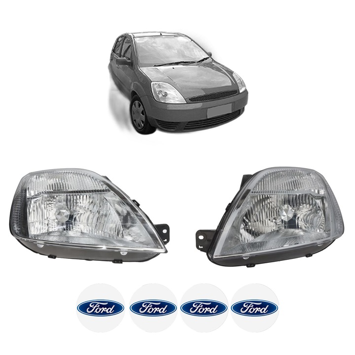 Set Faruri Stanga Dreapta Fata FORD FIESTA V (JH_, JD_) din 2001-2008, Auto, TYC, 4x Stickere auto cu FORD