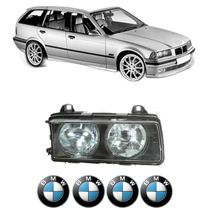 Far Stanga Fata Bmw Seria 3 Touring (E36) din 1995-1999, Auto, TYC, 4x Stickere auto cu BMW