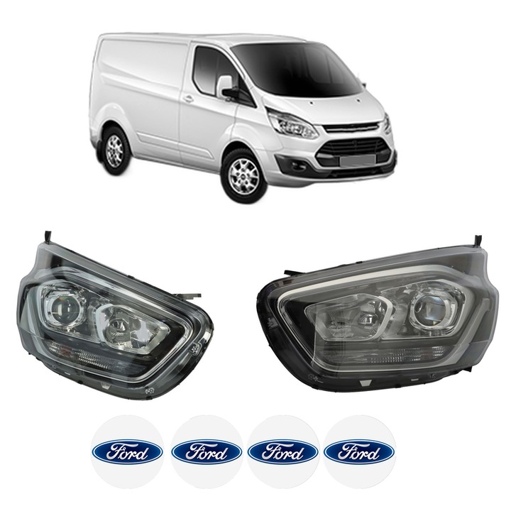 Set Faruri Stanga Dreapta Fata FORD TRANSIT CUSTOM V362 Van (FY, FZ) din 2012-2023, Auto, DEPO, 4x Stickere auto cu FORD
