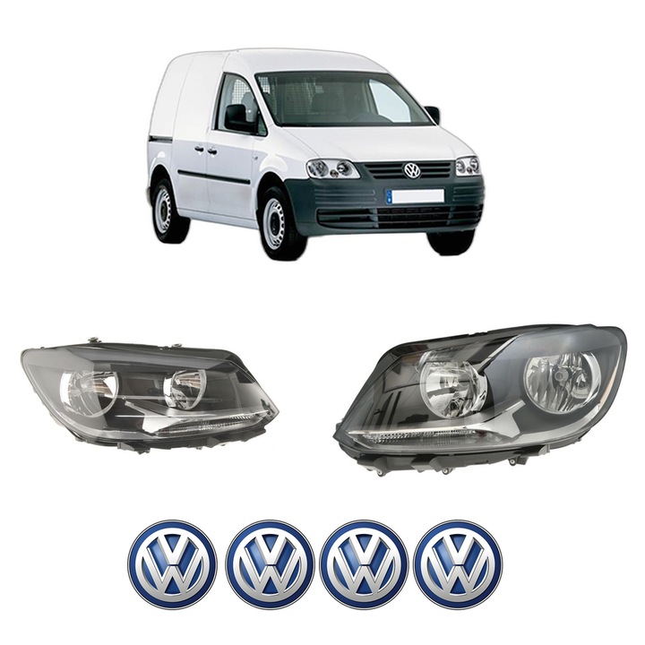 Set Faruri Stanga Dreapta Fata Volkswagen CADDY III MPV (2KB, 2KJ, 2CB, 2CJ) din 2004-2015, Auto, DEPO, 4x Stickere auto cu Volkswagen