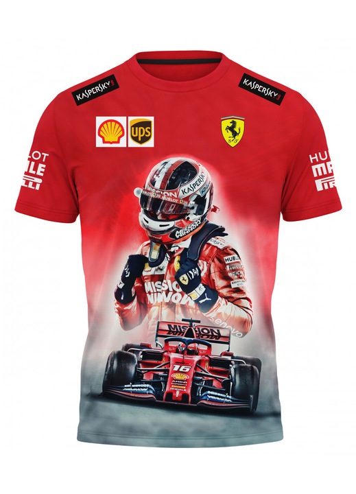 Férfi póló Charles Leclerc Ferrari F1 116.26, rövid ujjú, többszínű