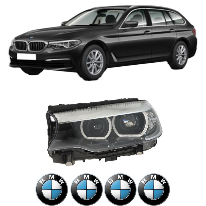 Far Stanga Fata Bmw Seria 5 Touring (G31) din 2017-2022, Auto, DEPO, 4x Stickere auto cu BMW