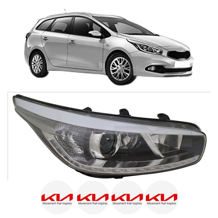 Far Stanga Fata KIA CEE'D Sportswagon (JD) din 2012-2018, Auto, TYC, 4x Stickere auto cu KIA