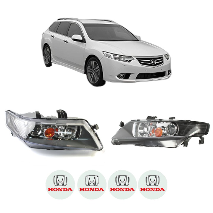 Set Faruri Stanga Dreapta Fata HONDA ACCORD VII Tourer (CM, CN) din 2003-2008, Auto, DEPO, 4x Stickere auto cu HONDA