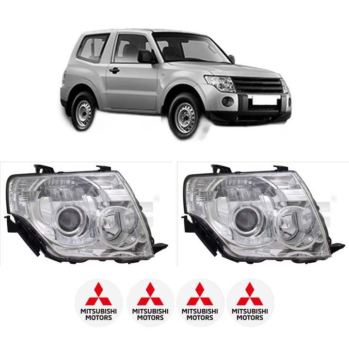 Set Faruri Stanga Dreapta Fata MITSUBISHI PAJERO IV (V8_W, V9_W) din 2006-2016, Auto, TYC, 4x Stickere auto cu MITSUBISHI