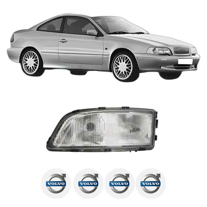 Far Stanga Fata VOLVO C70 I Coupe (872) din 1997-2002, Auto, TYC, 4x Stickere auto cu VOLVO