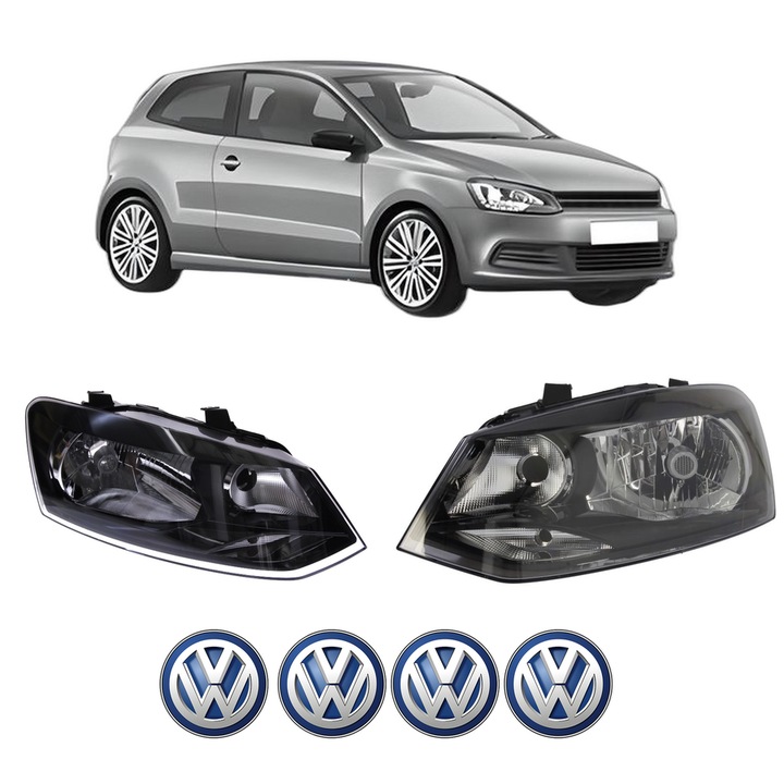 Set Faruri Stanga Dreapta Fata Volkswagen POLO V (6R1, 6C1) din 2009-2022, Auto, TYC, 4x Stickere auto cu Volkswagen