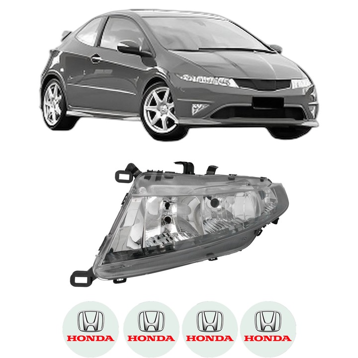 Far Stanga Fata HONDA CIVIC VIII Hatchback (FN, FK) din 2005-2012, Auto, TYC, 4x Stickere auto cu HONDA