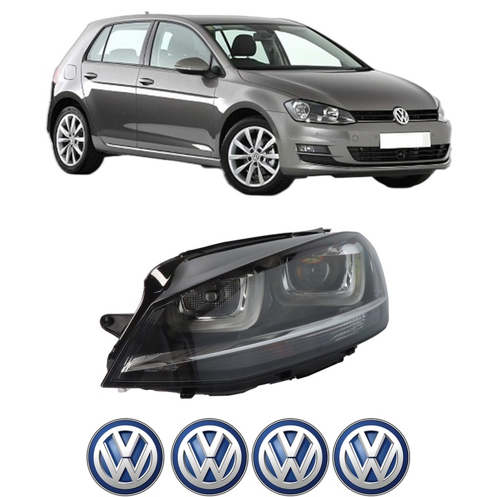 Far Stanga Fata Volkswagen GOLF VII (5G1, BQ1, BE1, BE2) din 2012-2021, Auto, DEPO, 4x Stickere auto cu Volkswagen