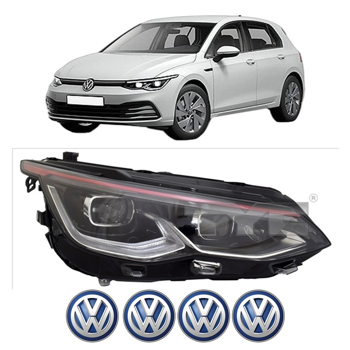 Far Dreapta Fata Volkswagen GOLF VIII (CD1, DA1) din 2019-2024, Auto, TYC, 4x Stickere auto cu Volkswagen