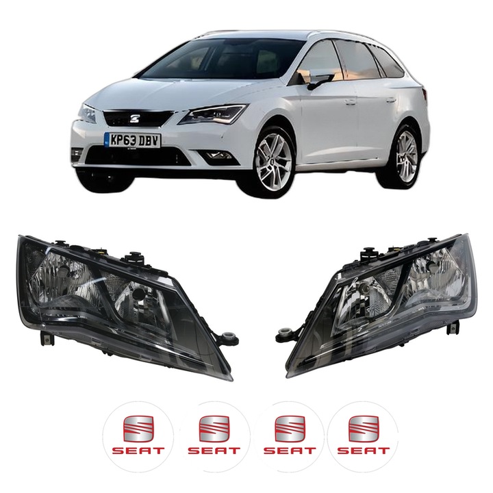 Set Faruri Stanga Dreapta Fata SEAT LEON ST Estate Van (5F8) din 2014-2020, Auto, TYC, 4x Stickere auto cu SEAT