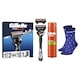 Set Gillette ProGlide: Aparat de ras Gillette, mâner FlexBall și trimmer de precizie + 2 rezerve, Gel de ras Gillette Fusion, Șosete