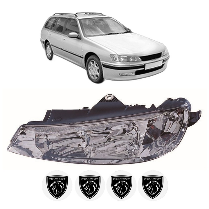 Far Stanga Fata PEUGEOT 406 Break (8E/F) din 1996-2004, Auto, DEPO, 4x Stickere auto cu PEUGEOT