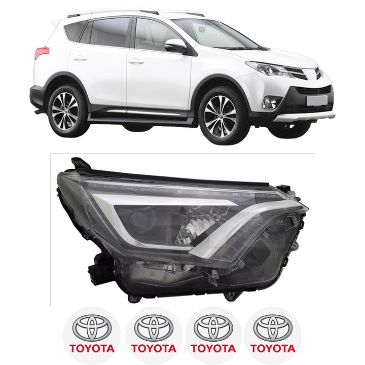 Far Stanga Fata TOYOTA RAV 4 IV VAN (_A4_) din 2012-2018, Auto, TYC, 4x Stickere auto cu TOYOTA