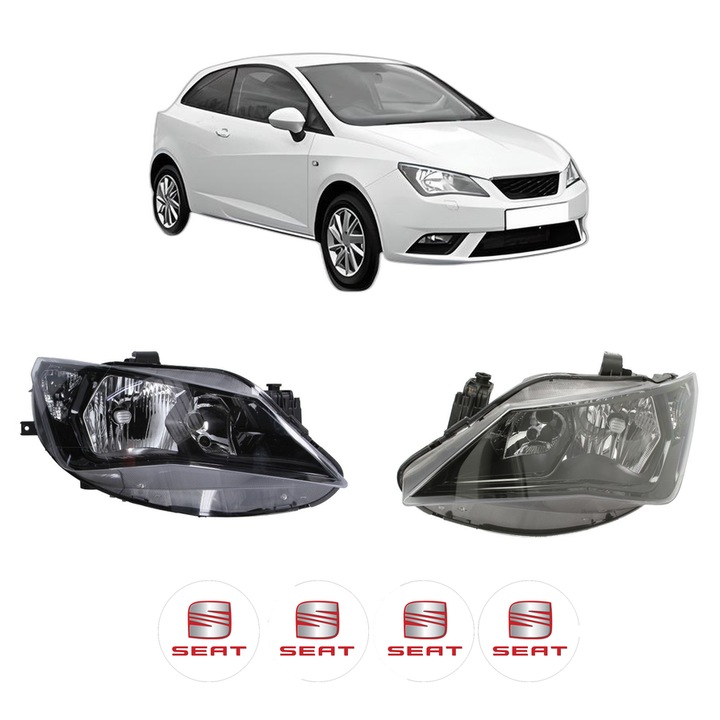 Set Faruri Stanga Dreapta Fata SEAT IBIZA IV SC (6J1, 6P5) din 2008-2016, Auto, DEPO, 4x Stickere auto cu SEAT