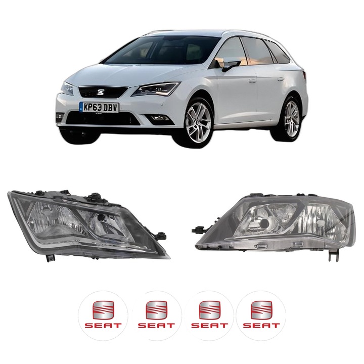 Set Faruri Stanga Dreapta Fata SEAT LEON ST Estate Van (5F8) din 2014-2020, Auto, DEPO, 4x Stickere auto cu SEAT