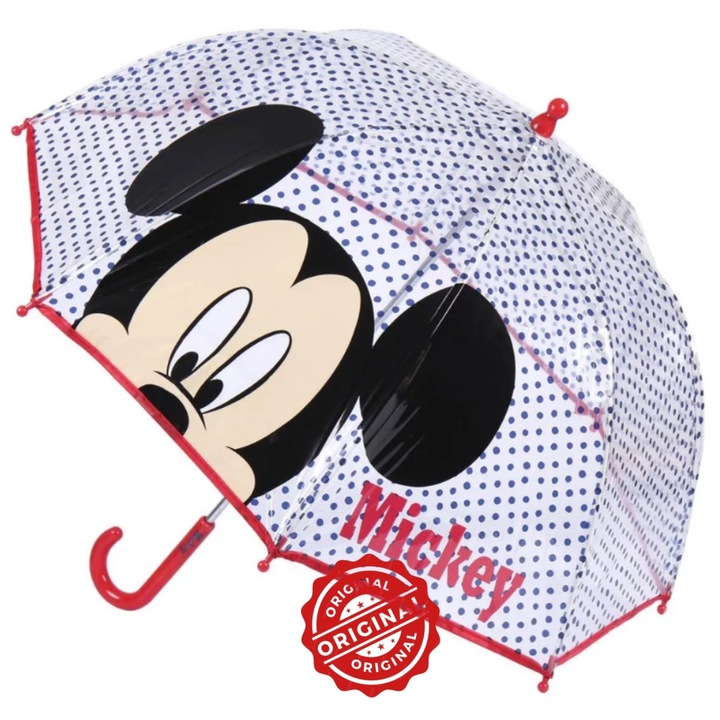 Gyermek esernyő, Disney, Mickey egér, kézi, többszínű, O72 cm