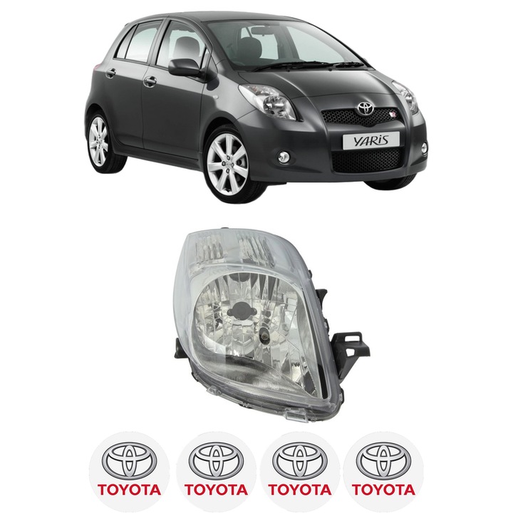 Far Dreapta Fata TOYOTA YARIS (_P9_) din 2005-2014, Auto, DEPO, 4x Stickere auto cu TOYOTA