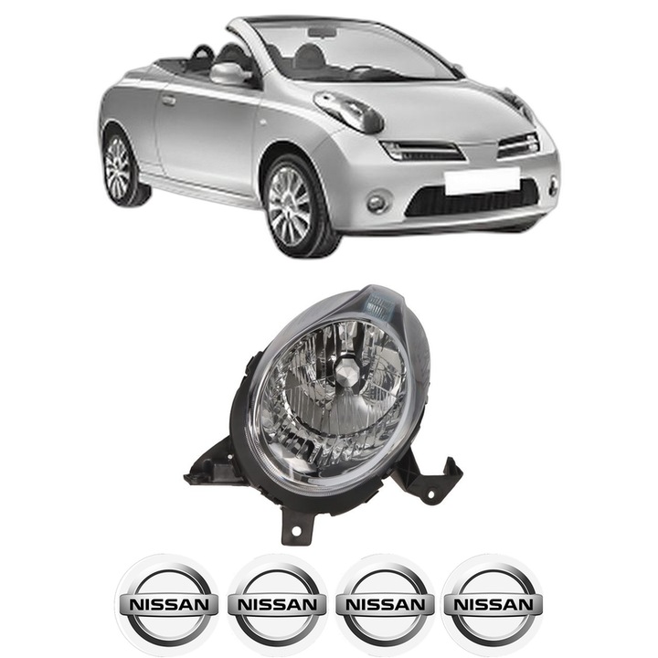 Far Stanga Fata NISSAN MICRA C+C III (K12) din 2005-2010, Auto, TYC, 4x Stickere auto cu NISSAN