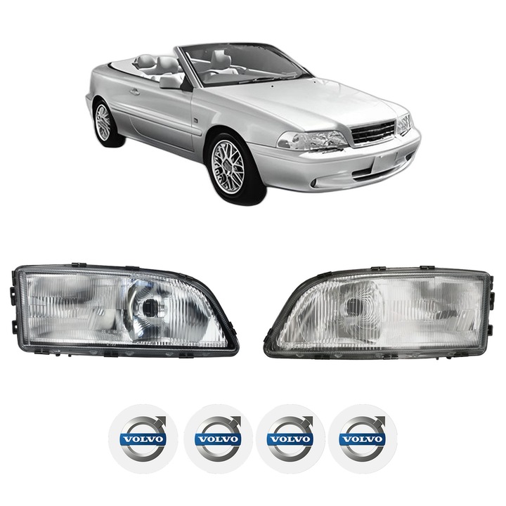 Set Faruri Stanga Dreapta Fata VOLVO C70 I Convertible (873) din 1998-2005, Auto, TYC, 4x Stickere auto cu VOLVO