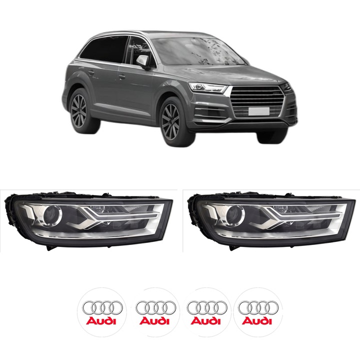 Set Faruri Stanga Dreapta Fata AUDI Q7 Van (4MB, 4MG) din 2015-2019, Auto, TYC, 4x Stickere auto cu AUDI