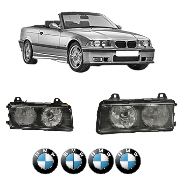 Set Faruri Stanga Dreapta Fata BMW Seria 3 Convertible (E36) din 1993-1999, Auto, DEPO, 4x Stickere auto cu BMW
