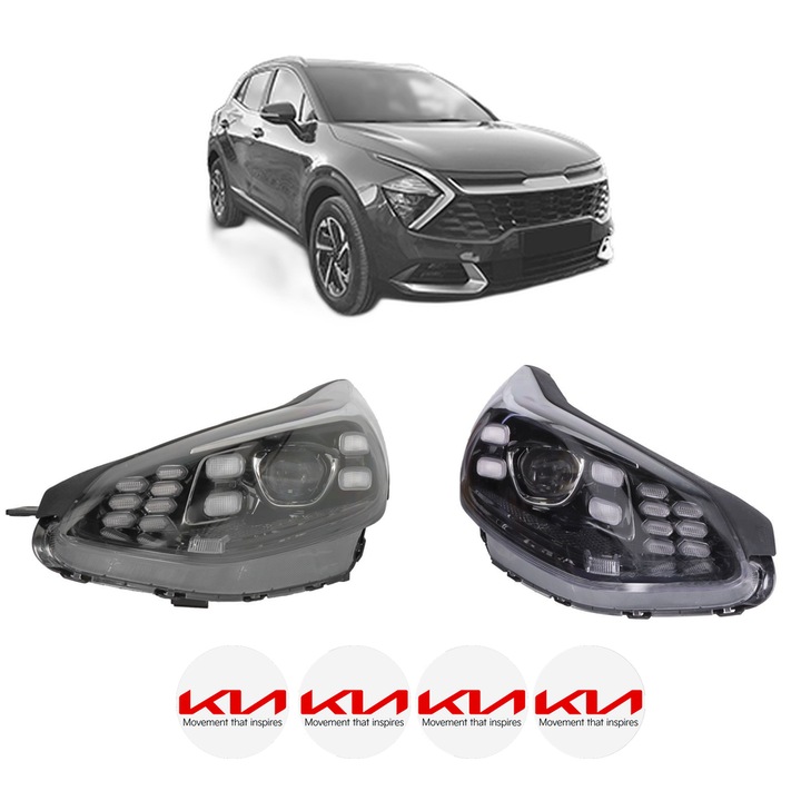 Set Faruri Stanga Dreapta Fata KIA SPORTAGE V (NQ5) din 2021-2024, Auto, DEPO, 4x Stickere auto cu KIA