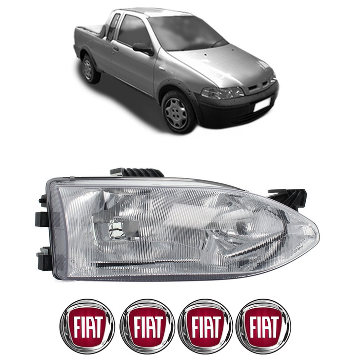 Far Dreapta Fata FIAT STRADA Pickup (178_, 278_) din 1999-2006, Auto, DEPO, 4x Stickere auto cu FIAT