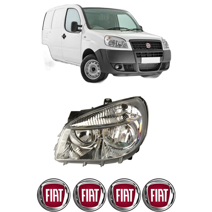 Far Stanga Fata FIAT DOBLO Box Body/MPV (223_) din 2001-2010, Auto, DEPO, 4x Stickere auto cu FIAT