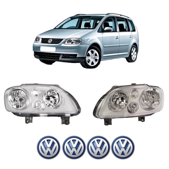 Set Faruri Stanga Dreapta Fata Volkswagen TOURAN (1T1, 1T2) din 2003-2010, Auto, TYC, 4x Stickere auto cu Volkswagen