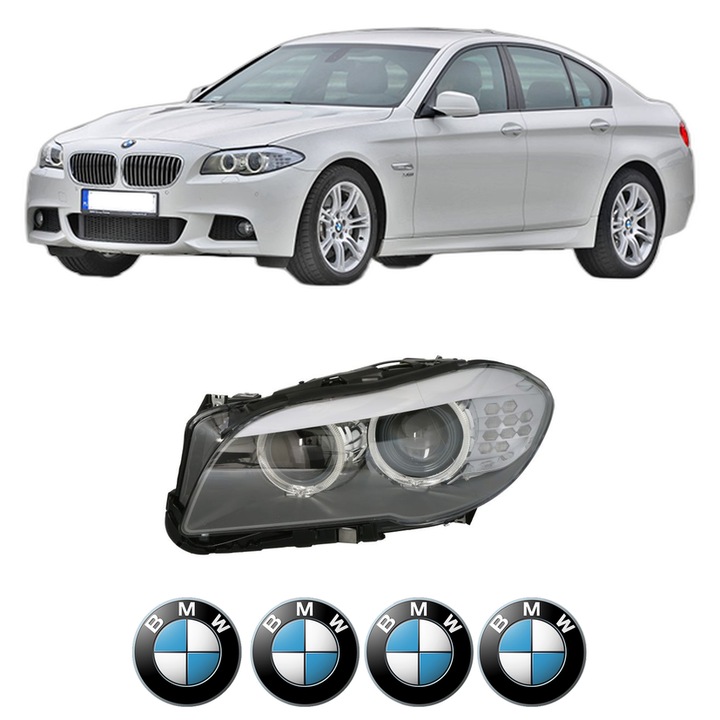 Far Stanga Fata Bmw Seria 5 (F10) din 2009-2016, Auto, DEPO, 4x Stickere auto cu BMW