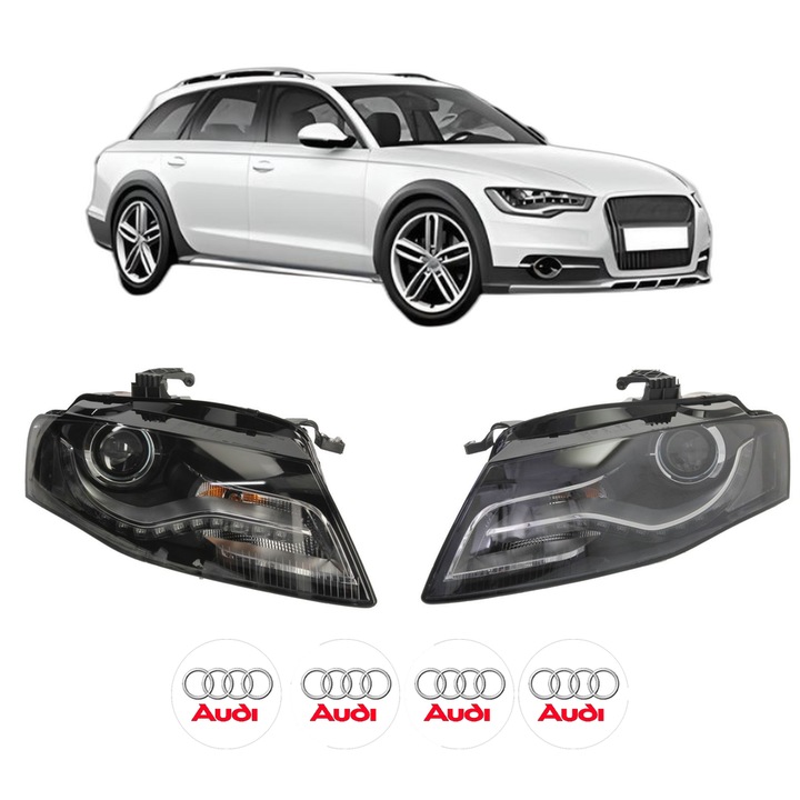 Set Faruri Stanga Dreapta Fata AUDI A4 Allroad B8 (8KH) din 2009-2016, Auto, TYC, 4x Stickere auto cu AUDI