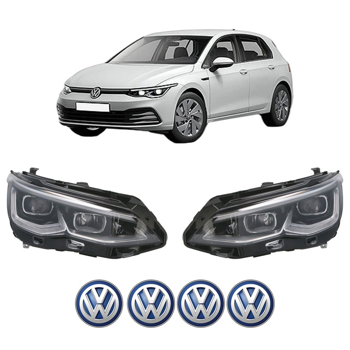 Set Faruri Stanga Dreapta Fata Volkswagen GOLF VIII (CD1, DA1) din 2019-2024, Auto, TYC, 4x Stickere auto cu Volkswagen
