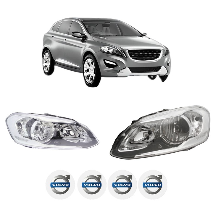Set Faruri Stanga Dreapta Fata VOLVO XC60 I VAN (156) din 2013-2017, Auto, DEPO, 4x Stickere auto cu VOLVO