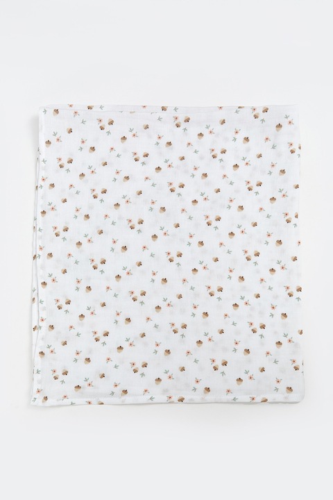 LC WAIKIKI, Paturica din bumbac cu imprimeu, Alb